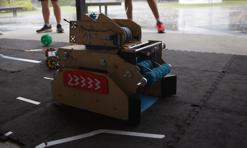 An FTC Robot on a rainy day.